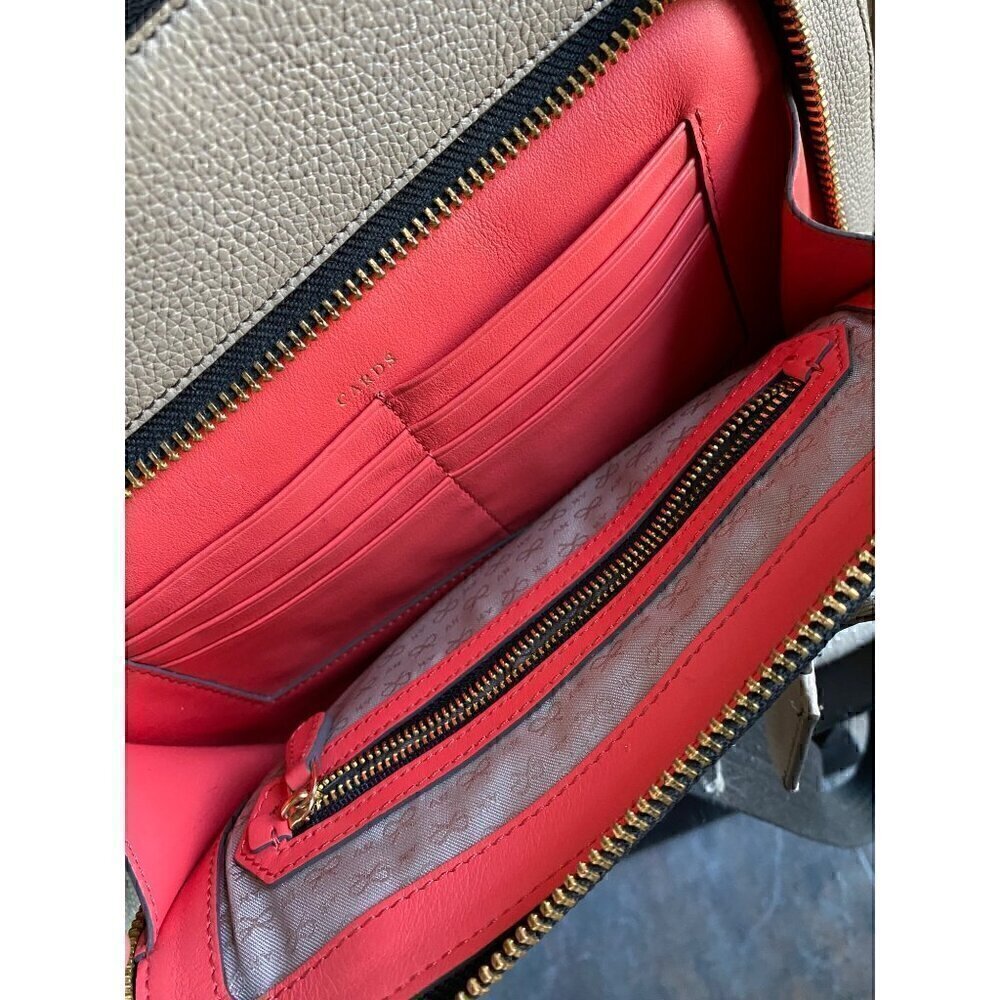 Anya Hindmarch Pebble Leather Google Eyes Satchel Top Handle Bag Taupe Coral - Picture 5 of 16